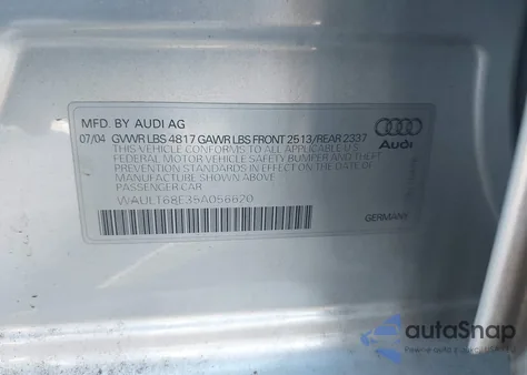2005 Audi A4 3.0/3.0 Special Edition from USA, damaged, VIN WAULT68E35A056620
